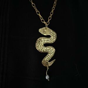 Gold Snake Pendant Necklace